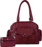 Women's D pocket maroon synthetic Shoulder handbag and wallet
