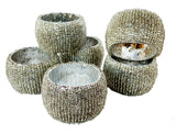 Rastogi Handicrafts Napkin Ring Silver Beaded Napkin Ring Holders, Birthday, Christmas, Any Occasion Gift Set of 6