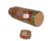 Rastogi Handicrafts Pure copper Hand painted bottle Red capacity 33oz / 950 ml for drinking water storage/yoga bottle