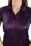 Women's Plain Satin Night Suit (Shirt and Pyjama)