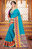 elina-fashion-sarees-women-cotton-silk-woven-saree-l-indian-wedding-gift-sari-unstitched-blouse-blue