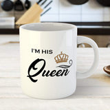 Couple Combo Coffee Mug Set with I Am Her King & I Am His Queen Printed- White- 11oz