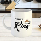 Couple Combo Coffee Mug Set with I Am Her King & I Am His Queen Printed- White- 11oz