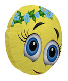 Velvet Fabric Stylish Soft Toys Emoji Cushion, 11x11-inches (Multicolour)