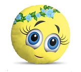 Velvet Fabric Stylish Soft Toys Emoji Cushion, 11x11-inches (Multicolour)