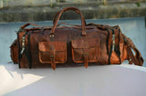 Bag Men's Genuine Leather Luggage Gym Weekend Overnight Duffel Vintage Large Bag