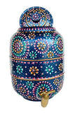 Rastogi Handicrafts pure copper Hammered water storage pot 6.5 liter capacity outer side water proof Hand painted with free tumbler
