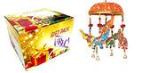 Indian Traditional Elephant Orange Umbrella Hanging Layer Of Five Elephant Door Hanging, Decorative Hanging