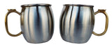 Rastogi Handicrafts Set of-4, Stainless Steel Moscow Mule Mugs Capacity-16 oz,Thumb brass handle Cold Coffee Mug/Beer Mug/Cup, Moscow Mule Mugs For Cold Drink Only