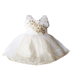 Baby Girl's Knee Length Birthday Doll Frock (k babu, Off-White, 9-12 Months)
