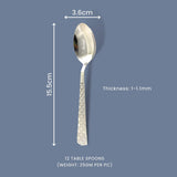 12 Pieces Stainless Steel Dinner/ Table Spoons, Length 15.5cm, Set of 12, Silver (Dilare)