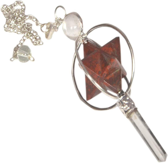 WholesaleGemShop Red Jasper Spinning Merkaba Pendulum Dowsing Healing Chakra Balancing Reiki AA +
