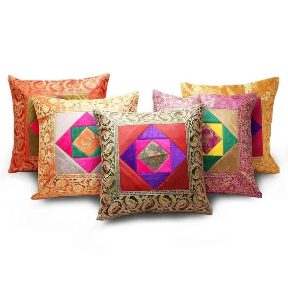 Rastogi Handicrafts Home Bed Cushion Cover Sofa Elephant Throw Pillow Zari Brocade Pretty Accent 16