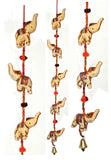Rastogi Handicrafts Door Hanging Decorative Cotton Elephants Ivory Stringed with Beads and Brass Bell Set of 2 Pcs