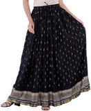 Women's Ethnic Printed Rayon Long Skirt with Border | Free Size