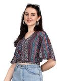 Women's Crepe Slim Fit Digital Printed Top