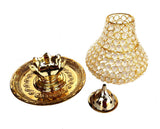 Rastogi Handicrafts Big Brass Akhand Diya Diamond Crystal Deepak Dia Akhand Jyot, Magical Lantern Brass Diya Brass Oil Lamp, Brass diyas puja lamp