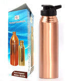 Rastogi Handicrafts Pure Copper Water Bottle 1000 ml Capacity Joint Less Plain Bottle Plastic Lid Bottle