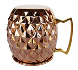 Rastogi Handicrafts Solid Copper Mugs with 2 Copper Shot Glass -Copper Moscow Mule Mug - Diamond Hammer Barrel Cups - Cocktail Cups/Glasses Set of 4 mug