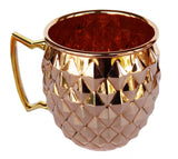 Rastogi Handicrafts Solid Copper Mugs with 2 Copper Shot Glass -Copper Moscow Mule Mug - Diamond Hammer Barrel Cups - Cocktail Cups/Glasses Set of 4 mug
