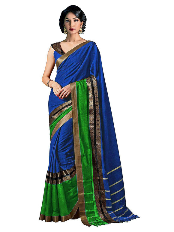 sarees-for-women-cotton-silk-woven-saree-l-indian-wedding-gift-sari-with-unstitched-blouse-blue