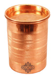 Indian Art Villa Copper Glass Tumbler Cup With Lid, Drinking Serving Water, Yoga Ayurveda, 300 Ml