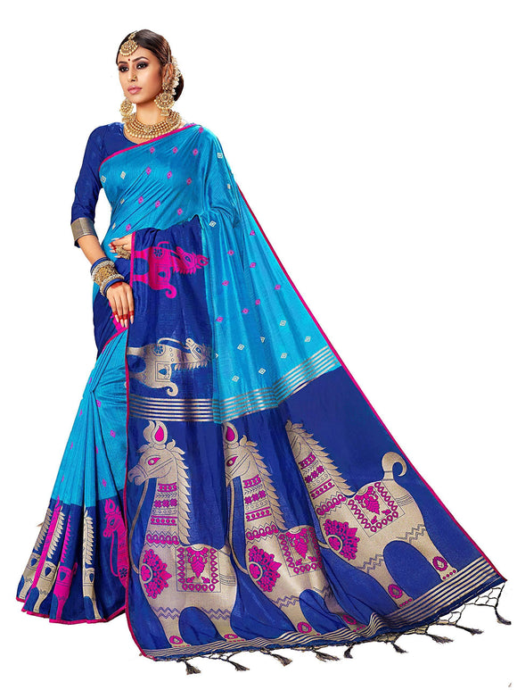 sarees-for-women-linen-banarasi-art-silk-l-indian-rakhi-wedding-diwali-gift-sari-with-unstitched-blouse-turquoise