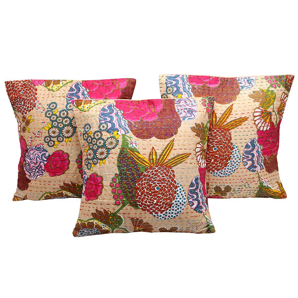 Rastogi Handicrafts Cotton Pleasant Cushion Cover L: 40 Cms, W: 40 Cms PACK OF FIVE CUSHION COVER set of 3