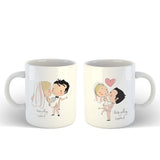 Cute Boy & Girl Couple Getting Married Printed Coffee Combo Mugs for The Newly Married Couples