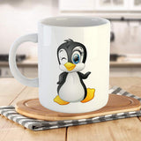 Cute Cartoon Penguin Printed Coffee Mug Set-White Ceramic Coffee Mug-Set of 2 Mug-11Oz Gift for Kids
