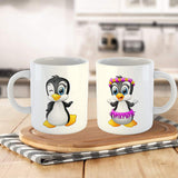Cute Cartoon Penguin Printed Coffee Mug Set-White Ceramic Coffee Mug-Set of 2 Mug-11Oz Gift for Kids