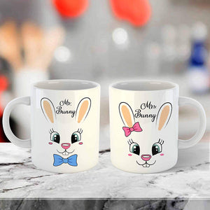 Mr. and Mrs. Bunny - Cute Couple Matching Coffee Mug set