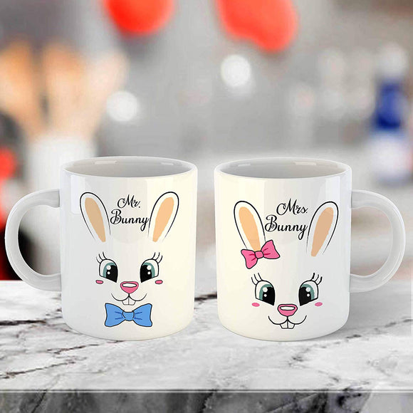 Mr. and Mrs. Bunny - Cute Couple Matching Coffee Mug set