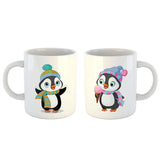 Penguin Printed Ceramic Coffee Mug Set, 11 oz (White) -Combo Pack of 2