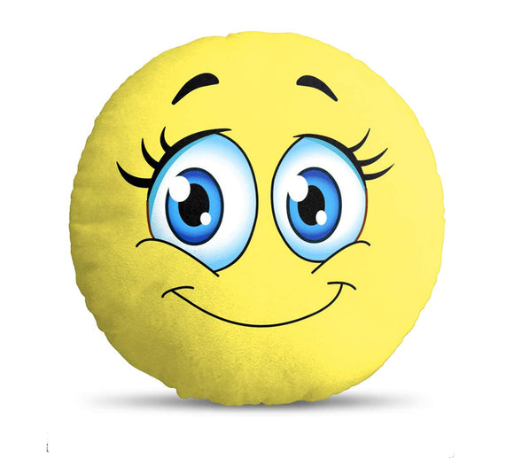 Velvet Fabric Soft Toys Emoji Cushion, 11x11-inches (Multicolour)