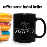You Make My Heart Smile Ceramic Mug Inspirational Cup Novelty Coffee Mug Black 11oz