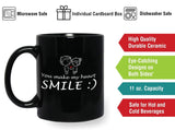 You Make My Heart Smile Ceramic Mug Inspirational Cup Novelty Coffee Mug Black 11oz