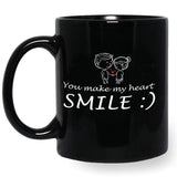 You Make My Heart Smile Ceramic Mug Inspirational Cup Novelty Coffee Mug Black 11oz