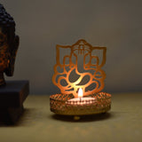 Shadow Ganesh Ji Metal Tea Light Holder (8 cm x 8 cm x 11 cm, Brown)