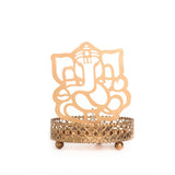 Shadow Ganesh Ji Metal Tea Light Holder (8 cm x 8 cm x 11 cm, Brown)