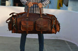 Bag Men's Genuine Leather Luggage Gym Weekend Overnight Duffel Vintage Large Bag