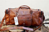 24" Men's Vintage Brown Genuine Leather Camel hide Travel Duffle Luggage Gym Bag