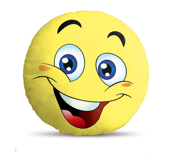 Velvet Fabric Emoji Smiley Soft Toys Cushion, 14x14 inches